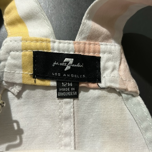 Baby Girl Striped 12 Months Overalls Shorts 7 For All Mankind NWT - Picture 2 of 6